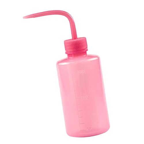 Eyelash Cleaning Bottle, Elbow Spout Empty Plastic Squeeze Wash Bottle for Lash Extension Pink 250ml, #611