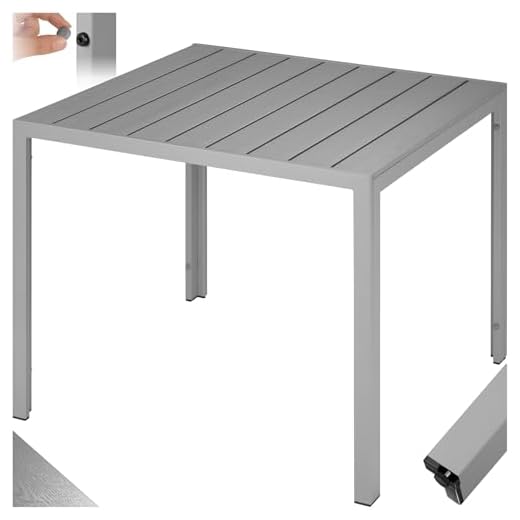 TecTake® Table à Manger Extérieur & Intérieur en Aluminium & Aspect Bois 90 x 90 x 74,5 cm Résistante aux intempéries pour Salon de Jardin Exterieur Mobilier de Jardin Amenagement Balcon Terrasse