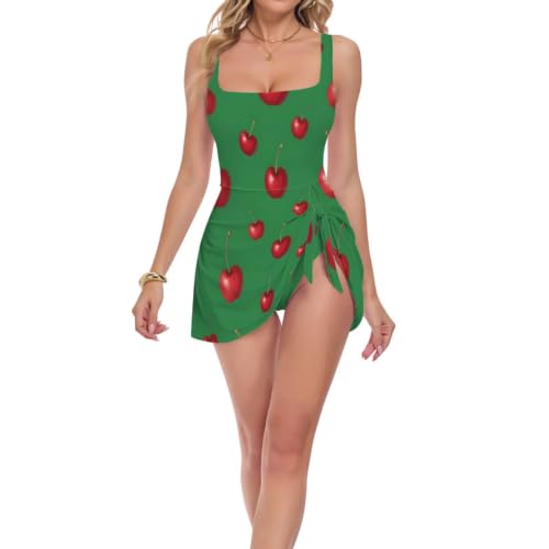 Maillot de bain une pièce pour femme col carré maillot rouge cerise