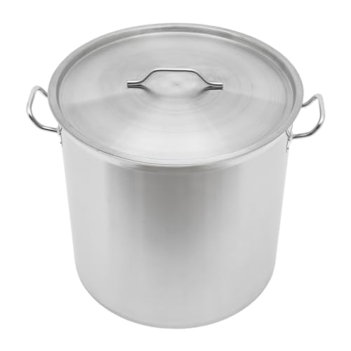 Stainless Steel Pot, 100QT Large Stock Pot with Lid, Commercial Kitchen Cooking Pot Cookware with Handle, Compatible with Induction Cooker or Gas Stove, Suitable for Cooking Stews, Soup, Sauce