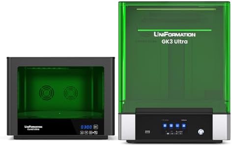 Uniformation GK3 Ultra Resin 3D Printer Bundle Full Kit & Cure3 Ultra 14-inch Large Resin Curing Machine for 3D Model