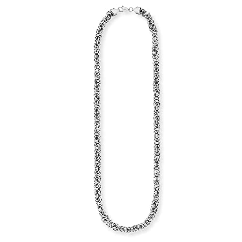 Collier byzantin en acier argenté de 55 cm avec son emballage cadeau prêt à offrir