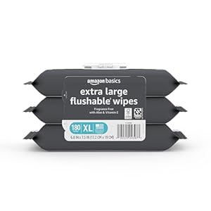 Amazon Basics Extra Large Flushable Wipes, 60ct (Pack of 3)