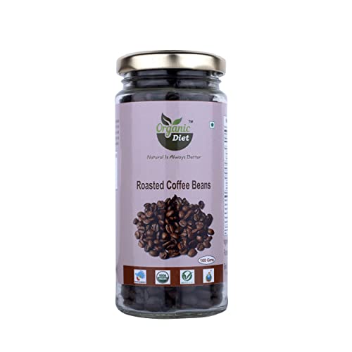 Image of Organic Diet Fresh & Pure Organic Roasted Coffee Beans | Arabica Beans | For Weight Loss Management | Rich & Aromatic Coffee | Boost Energy & Breakfast Healthy Lifestyle - 100 gm