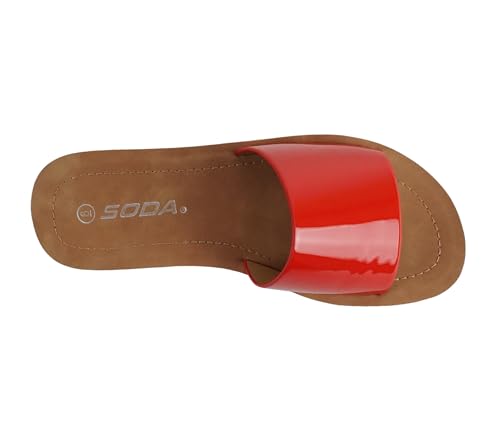 Image of Soda Shoes Efron-S Women Flip Flops Basic Plain Slippers Slip On Sandals Slides Casual Peep Toe Beach