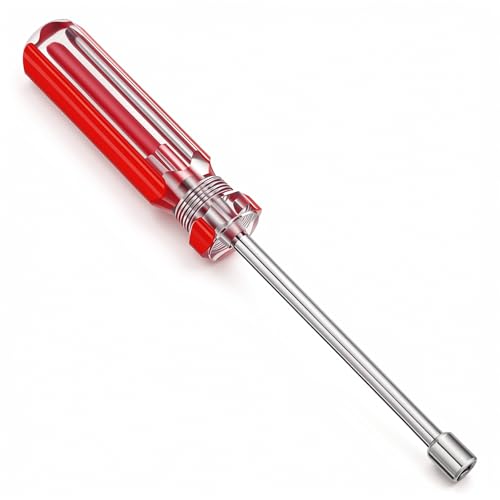 1/4 Inch Hex Nut Driver Hollow Shaft Socket Wrench Screwdriver with Cushion Grip Handle 3.7-Inch Shaft for Automotive Repair and DIY Projects