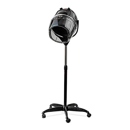 OVENTE Professional Salon Hair Bonnet Dryer Hood Floor Stand 1000 Watts Stainless Steel Heating Element with Ionic Technology and Adjustable Temperature Control with Auto Shutoff Timer, Black HDS112B