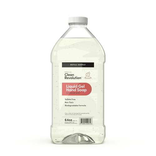Image of Clean Revolution Liquid Gel Hand Soap Refill with Real Essential Oils - Sulfate-Free Gel Hand Wash, Moisturizing Bulk Refill, Non-Toxic Formula, Made in the USA (Geranium Mint) 64 Fl Oz