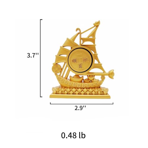 Estatua Decorativa Barco Feng Shui Dorado miniatura 2