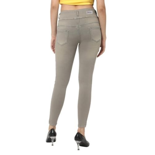 Image of TWGE - Women's High Waist Skinny Fit Jeans - 3 Button, Stretchable Denim Pants - Ankle Length - Stylish Casual Wear