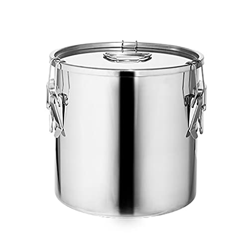 CWCQGH Olla con Tapa de 25-60 cm, de Acero Inoxidable 304, Ideal para Sopa, Leche, arroz, harina, Aceite y Frijoles (Plateada, 30 x 60 cm)