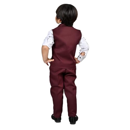 Image of Kukuwears - Kids Ethnic Suit Set I 3 Piece Party Suit for Boys | Kids Suit Set Shirt, Pant & Waistcoat I Birthday Boys Party Dress