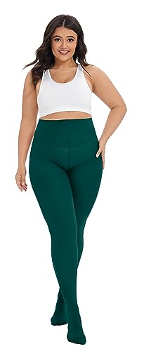 Image of CozyWow Plus Size Tights for Women 80D Soft Solid Color Semi Opaque Pantyhose High Waist 1X 2X 3X 4X