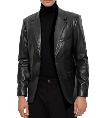 Leather Blazer for Men Real Lambskin Mens Leather Coat Classic 2 Button Black Leather Blazer Men Leather Coat4