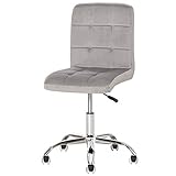 HOMCOM Bürostuhl schwenkbar Computerstuhl Salon Hocker mit Rollen Arbeitshocker Rollhocker Drehhocker höhenverstellbar Büro Hellgrau 54 x 52 x 84-94 cm