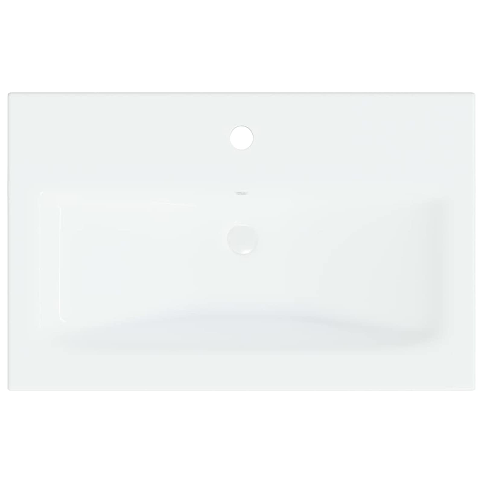 LAPOOH Lavabo Empotrado con Grifo cerámica Blanco 61x39x18 cm, Fregadero, Lavabo Baño, Lavamanos Baño, Lavatorio Casa De Banho, Mueble Lavabo sobre Encimera