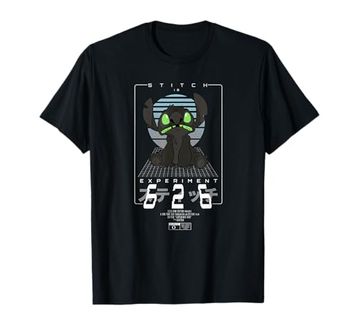 T-shirt Stitch Expérience 626 phosphorescent vêtement Disney noir en coton