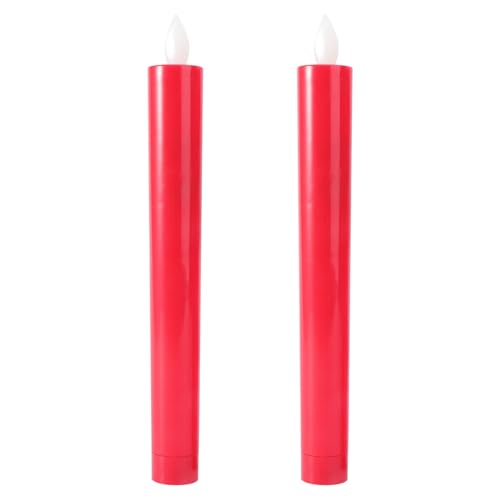 Velas LED rojas sin llama decorativas con efecto realista parpadeante para bodas