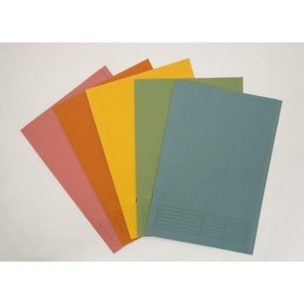 Evrite Square Cut folders Lightweight 180gsm Foolscap in 5 Assorted Colours - Pack of 100 Files
