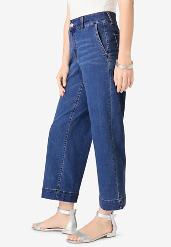 Roaman's Women's Plus Size Plus Size Wide Leg Crop Jean3