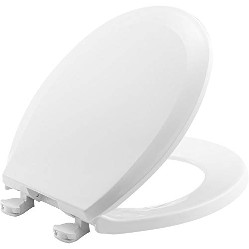 BEMIS 100EC 000 Toilet Seat with Easy Clean & Change Hinges, ROUND, Plastic, White