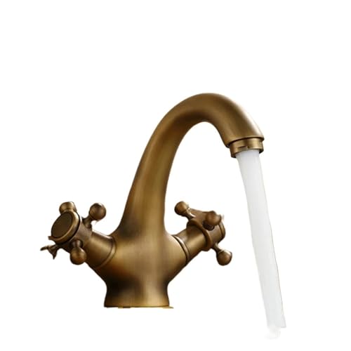 Robinet antique en laiton massif YT-5021 double poignée bronze pour vasque chic - 4