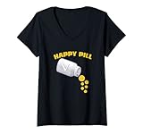 Womens Happy Pill Cryptocurrency Crypto Coin Blockchain Vet Vechain V-Neck T-Shirt