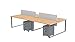 MARVEL AIRE Cluster of 4 60? X 30? Desks with 4 Mobile Pedestals and 2 Acrylic Privacy Screens (Maple)
