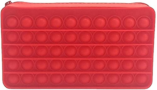 LEEFISH Trousse à Crayons Sensorielle Pop Fidget Jouet Porte-Stylo en Silicone Boîte Papeterie Rangement Sacs de Voyage Outils de Soulagement de L'anxiété Stress pour Les Enfants,Red Cover