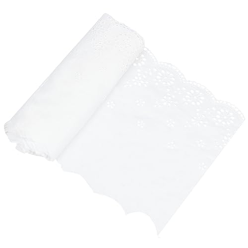 GORGECRAFT 3 Yards Eyelet Lace Trim 23cm Wide Lace Roll White Cotton Embroidery Trimmings Fabric for Scalloped Edge Decorations Dress Tablecloth Wedding Festival Event Decorations