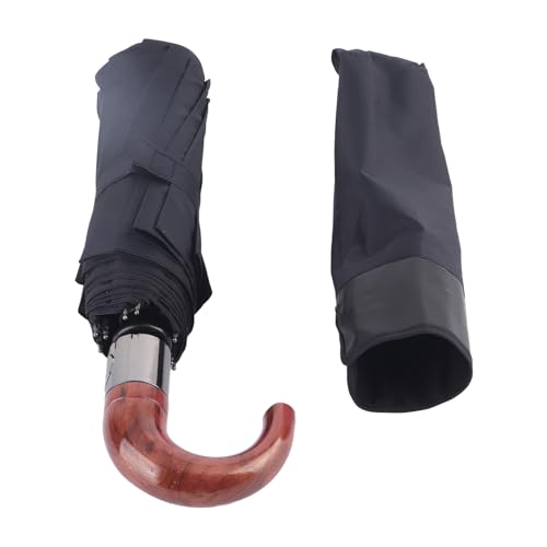 SYH&AQYE Umbrellas for Rain Windproof, Strong Compact Umbrella, Protection Auto Open Auto Close Windproof Umbrella with Curved Wooden Handle for Men Women