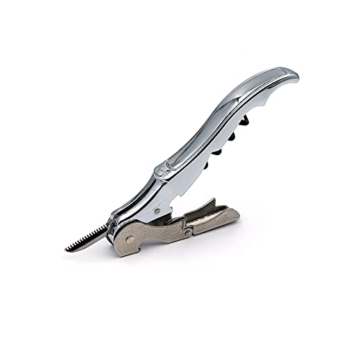 PULLTAP'S GENUINE Classic 100 Cromado - Sacacorchos de camarero premium para uso profesional - Fabricado en España - Incluye doble palanca articulada, navaja cortacápsulas y abrebotellas