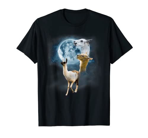 Llamas Howling at the Moon - Camisa divertida de llama Camiseta
