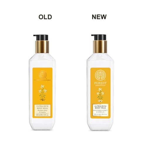 Image of Forest Essentials Ultra-Rich Body Milk Mashobra Honey & Vanilla| Natural Moisturizing Body Lotion For Instant Hydration | Ayurvedic Body Moisturizer, Paraben Free| For Women & Men | 200 ml (Pack of 2)