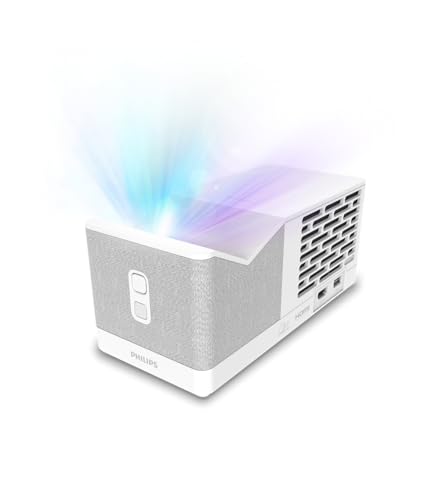 Philips UL5 Smart, Vidéoprojecteur Ultra Courte Focale, Full HD 1080p, Triple Laser, Wi-FI, Correction d'image avancée, Son Stéréo, Système Lumin OS avec Applications, Blanc