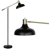 Floor Lamp for Living Room - Industrial Standing Bedside Lamp with Adjustable Swing Arm for Bedroom, Office - Rustic Farmhouse Tall Reading Lamp for Crafts, Tasks - 5000K LED Light Bulb Included