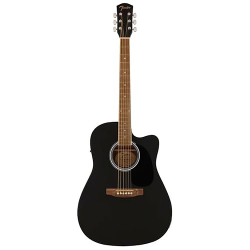 Fender FA-25CE Alternative Series Guitarra Dreadnought Acústica Eléctrica, Guitarra para Principiantes, con 2 Años de Garantía, Incluye Afinador Incorporado y Controles de Volumen y Tono a Bordo,Negro
