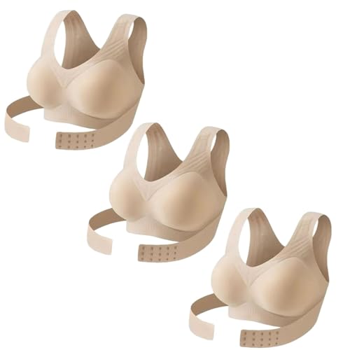 Sujetador postural para mujer, cierre frontal, sin costuras, transpirable, moldeador, ajustable, correctivo, espalda, 3pcs-a, L / H