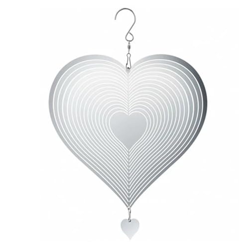 Stainless Steel Wind Spinners,3D Metal Hanging Wind Spinners,Love Heart Wind Chime for Outdoor Indoor Balcony Yard Garden Decoration
