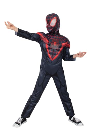 RUBIE'S Marvel officiel - Déguismeent luxe Spider-Man Miles Morales pour enfant - Spiderverse - Taille 7-8 ans Halloween