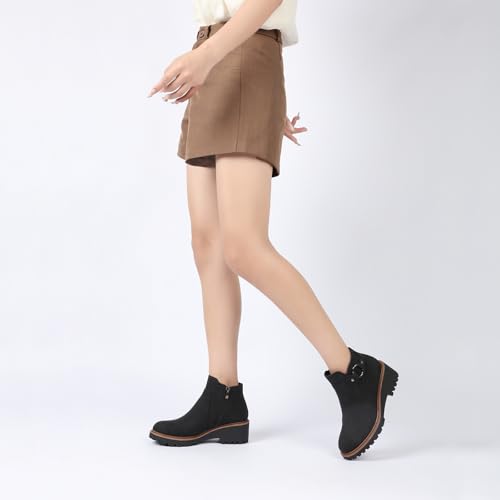 Image of Womens Ankle Boots Chunky Low Heel Short Booties Dress Fall Boots
