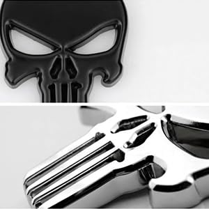 Image of Skull Metal Car 3D Sticker Emblem for Car Motorcycle Scratched Decorative Car Logo Side Tail Logo (Silver)