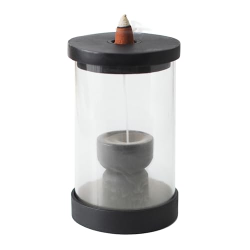 Hosley Black Wood & Glass Backflow Incense Burner Kit with Assorted Backflow Cones Waterfall Smoke Effect Incense Holder for Aromatherapy Meditation Relaxation Home & Office Dcor Gift Set