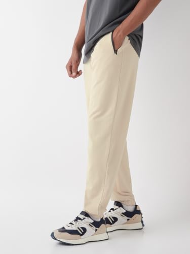Image of Bewakoof Men's Solid Oversized Fit Cotton Poly Joggers
