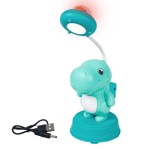 Image of WISHKEY 2-in-1 LED Desk Lamp with Pencil Sharpener, Dino Theme Study Desk Lamp with Base Stand, 3 Light Modes, Rechargeable, 360 Flexible Hose Table Lamp for Kids, Multicolor (Pack of 1)