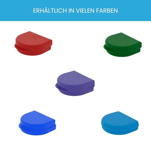 Dr. Bauer's Zahnspangenbox, KFO-Dose, Hygienische Aufbewahrungsbox für Zahnspangen, Prothesen, mit Luftlöchern (hellblau, 4,10cm hoch)