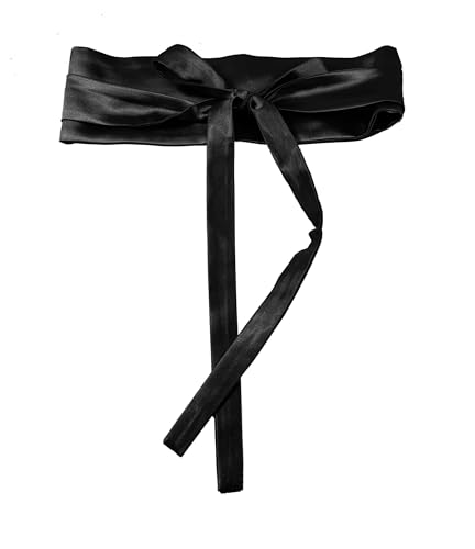 Women's Belt Wide All-Match Strap Imitation Silk Golden Black Tie Lace-up Waist Cover for Dress4