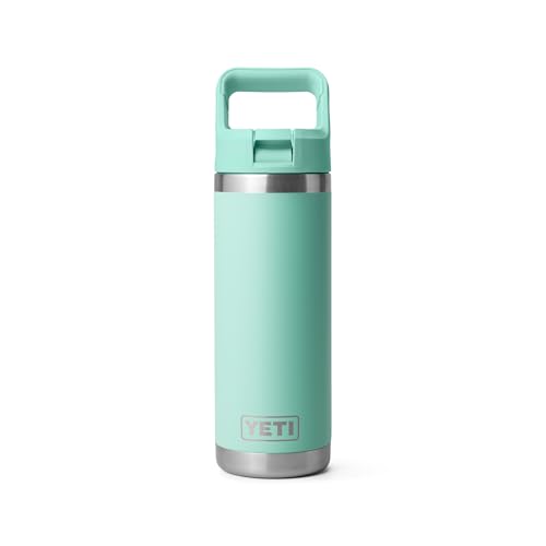 Image of YETI Rambler 18 oz Bottle, Vacuum Insulated, Stainless Steel with Straw Cap, Seafoam