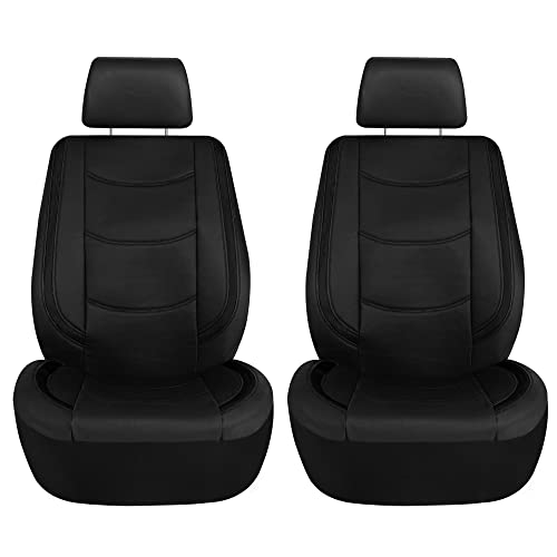 FH Group Full Set Faux Leather Car Seat Covers - Universal Fit, Low Back Front Seat Covers, Airbag Compatible, Split Bench Rear Seat Cover for SUV, Sedan Black by FH Group - Image 3