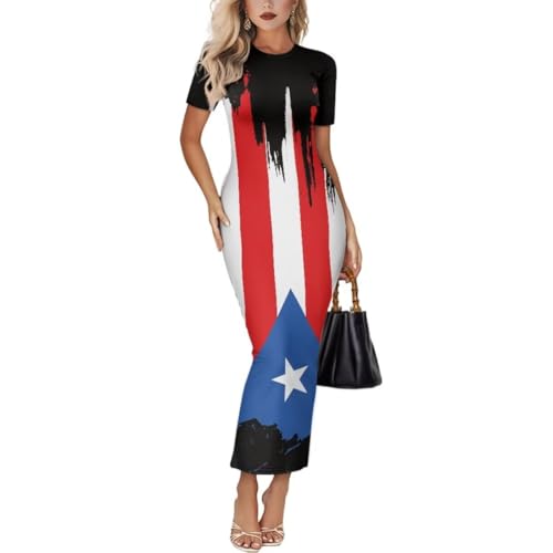 Image of Womens Short Sleeve Jamaican Flag Midi Bodycon Dress